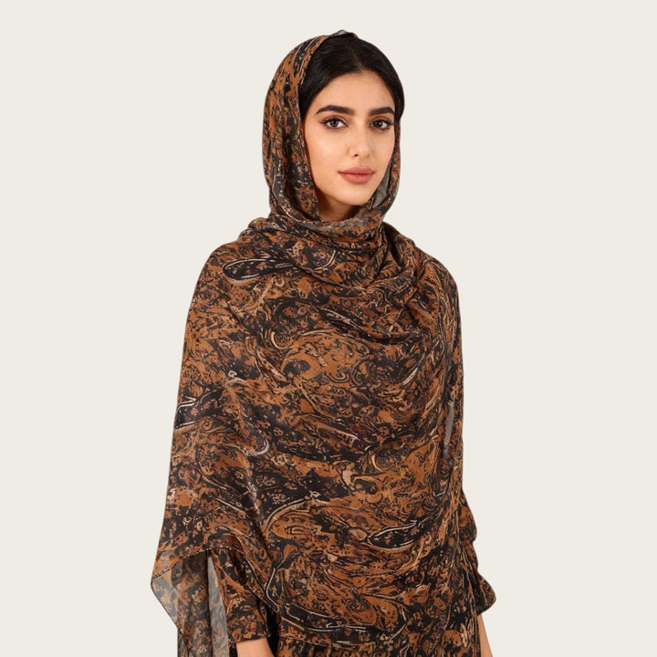HilalHaven Vintage Haze Abstract‑Print Satin Hijab — Woven Polyester All‑Season Lightweight Wrap - Sea Foam Mist - image 20