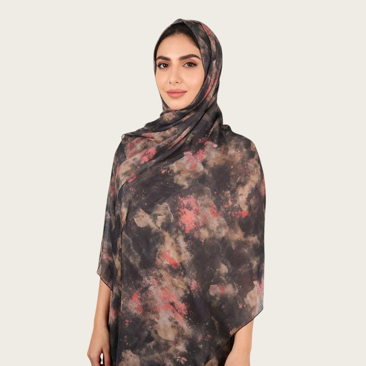 HilalHaven Vintage Haze Abstract‑Print Satin Hijab — Woven Polyester All‑Season Lightweight Wrap - Vintage Oat Floral - image 31
