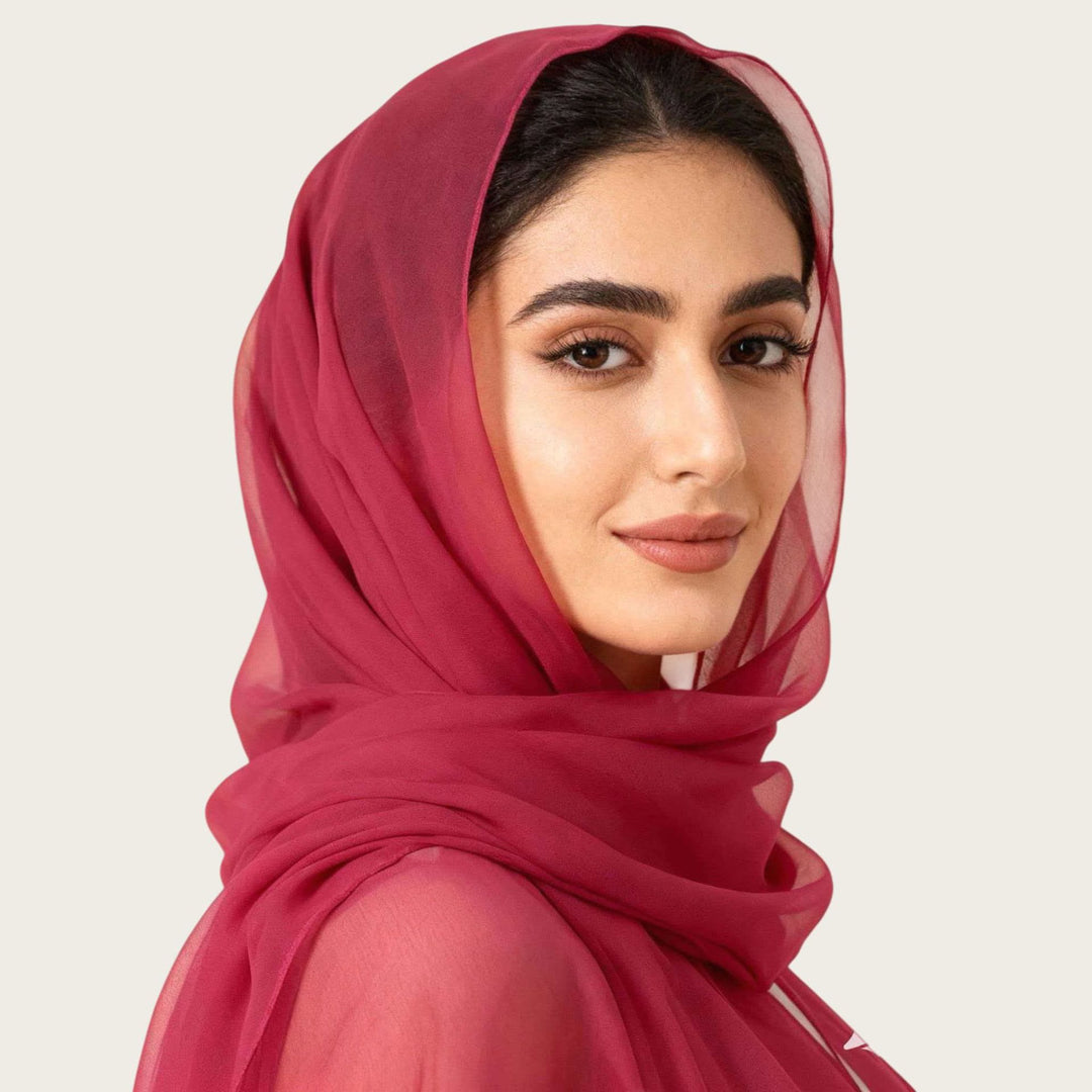 HilalHaven Pure Drape Plain Chiffon Hijab — Breathable Woven Polyester Versatile Daily Headscarf - Dusty Crimson - image 0