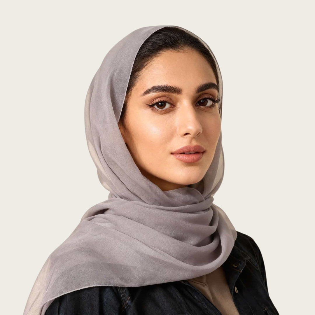HilalHaven Pure Drape Plain Chiffon Hijab — Breathable Woven Polyester Versatile Daily Headscarf - Taupe Grey - image 13