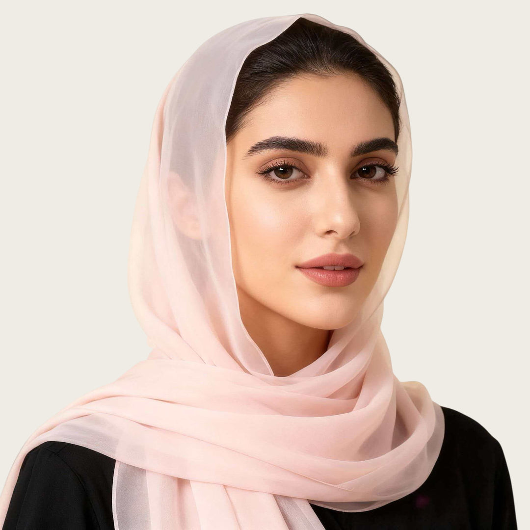 HilalHaven Pure Drape Plain Chiffon Hijab — Breathable Woven Polyester Versatile Daily Headscarf - Blush Pink - image 14