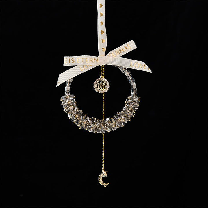 HilalHaven "Lunar Whisper" Crystal Wreath Car Pendant — Luxury Hand‑crafted Auto Ornament - image 5