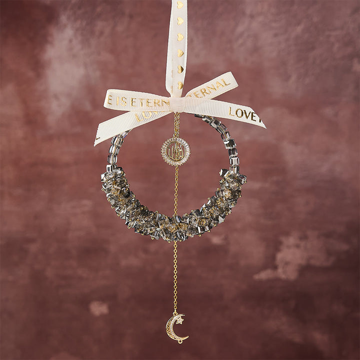 HilalHaven "Lunar Whisper" Crystal Wreath Car Pendant — Luxury Hand‑crafted Auto Ornament - image 0