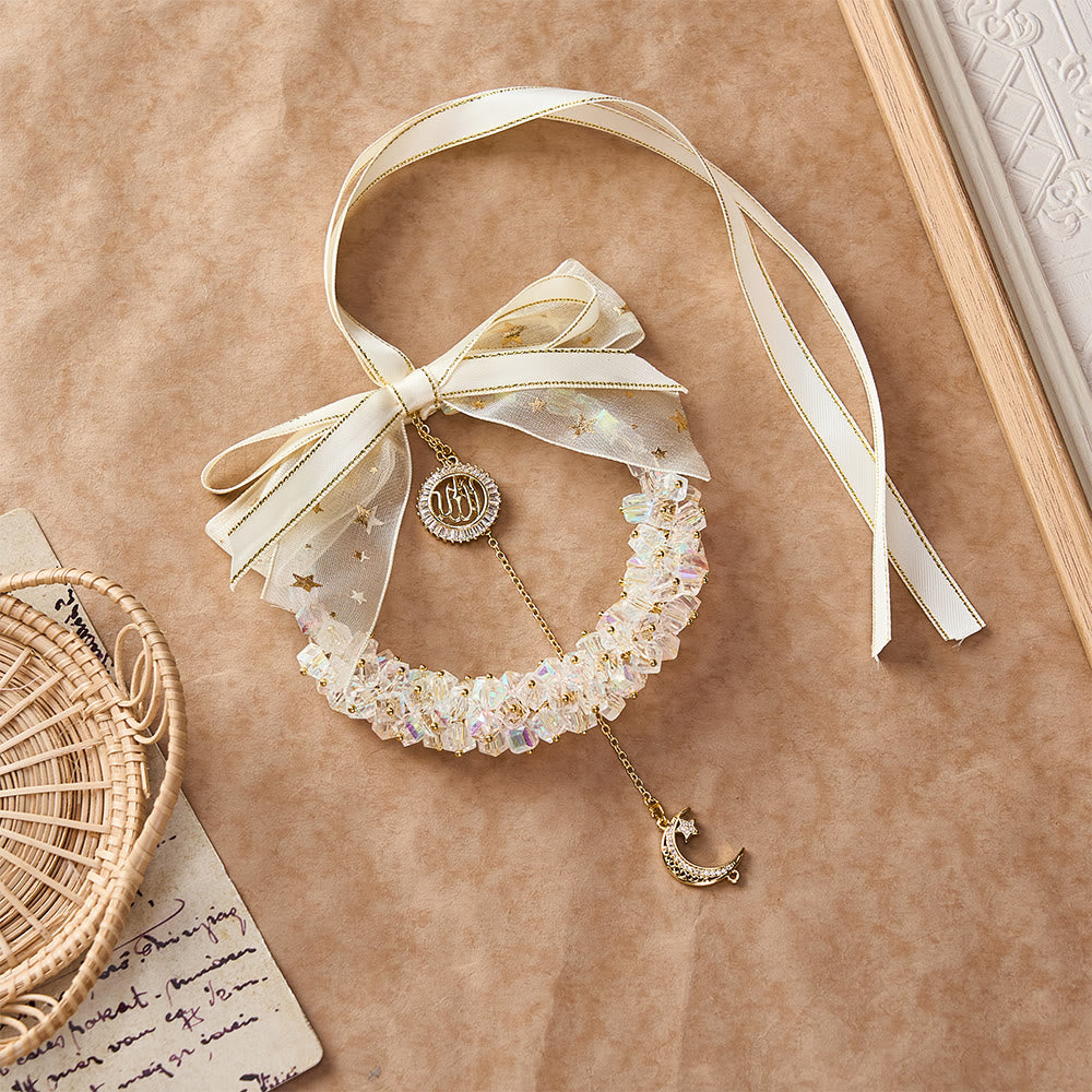 HilalHaven "Lunar Whisper" Crystal Wreath Car Pendant — Luxury Hand‑crafted Auto Ornament - White - image 7