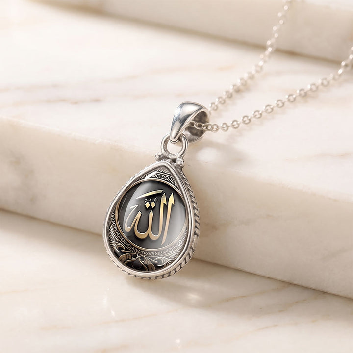 HilalHaven Silent Script Allah Teardrop‑Shaped Pendant Necklace - image 2