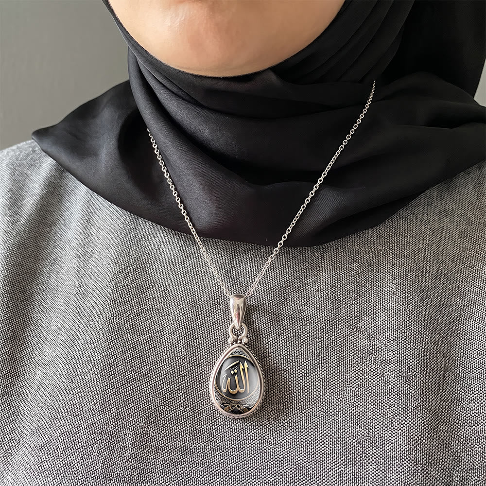 HilalHaven Silent Script Allah Teardrop‑Shaped Pendant Necklace - image 0