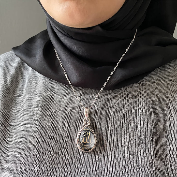 HilalHaven Silent Script Allah Teardrop‑Shaped Pendant Necklace - image 0
