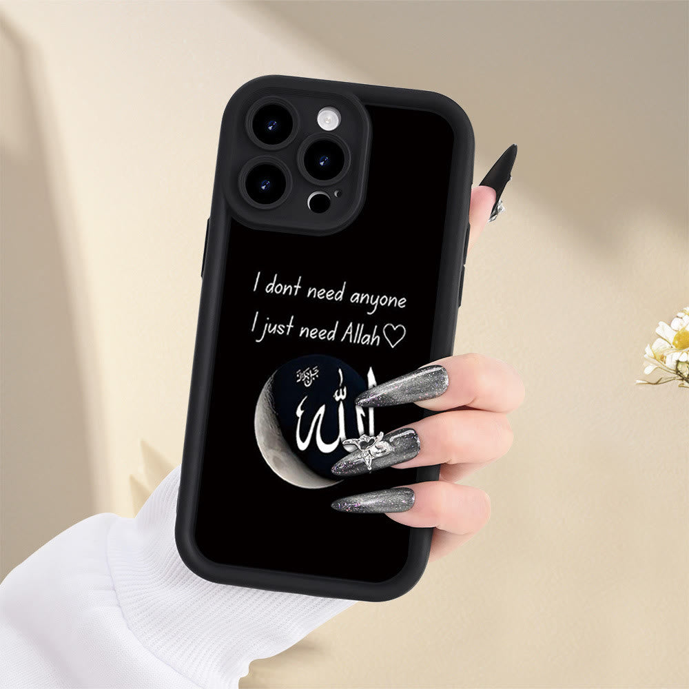 HilalHaven Lunar Devotion Spray‑Finish TPU Phone Case — Moon Graphic Quote Shock‑Absorbent Soft Cover for IPhone - image 1