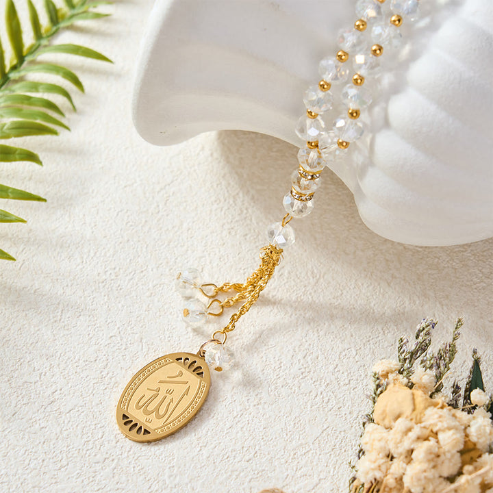 HilalHaven Vertical Thuluth Verse Pendulous Strand Allah Faceted Bead Auto Rearview Mirror Car Pendant - image 3
