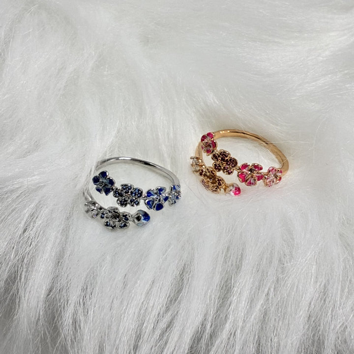 HilalHaven Blossom Trail Enamel Floral Open Ring - image 3