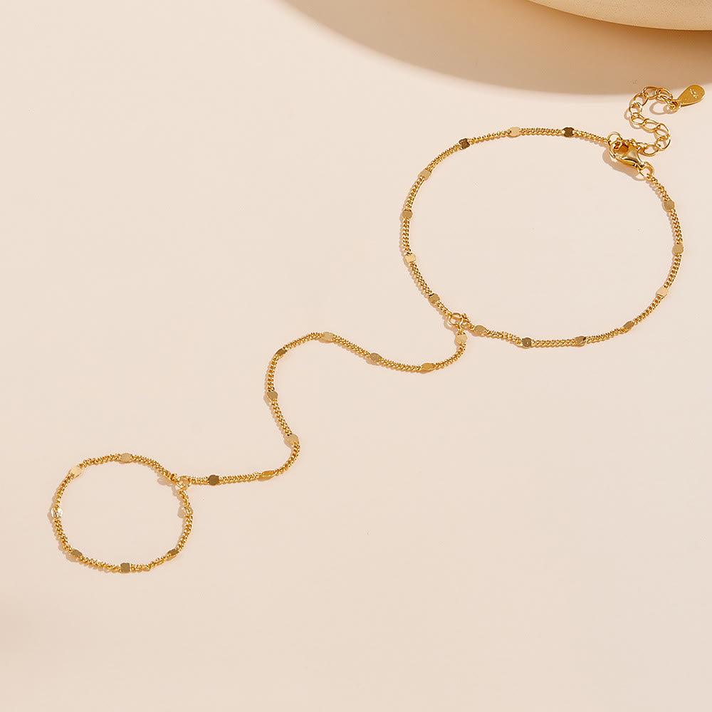 HilalHaven Luminous Thread Linked Ring‑Hand Chains - Golden - image 3