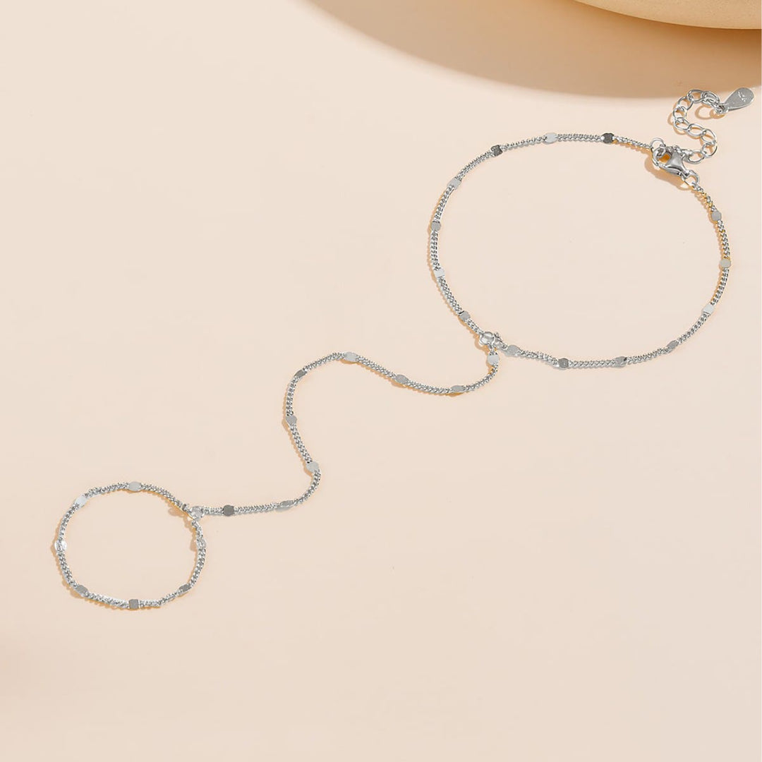 HilalHaven Luminous Thread Linked Ring‑Hand Chains - Silver - image 4