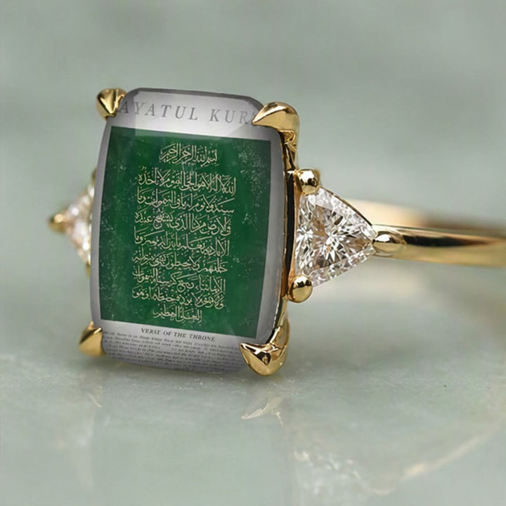 FREE Today: Ayatul Kursi Sacred Tablet Carved Gem Signet Ring - Golden - US 10 - image 9