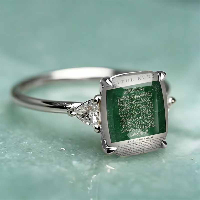 FREE Today: Ayatul Kursi Sacred Tablet Carved Gem Signet Ring - Silver - US 10 - image 4
