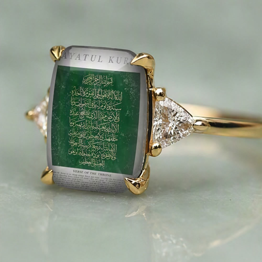 HilalHaven Sacred Tablet Carved Gem Signet Ring - Golden - US 10 - image 9