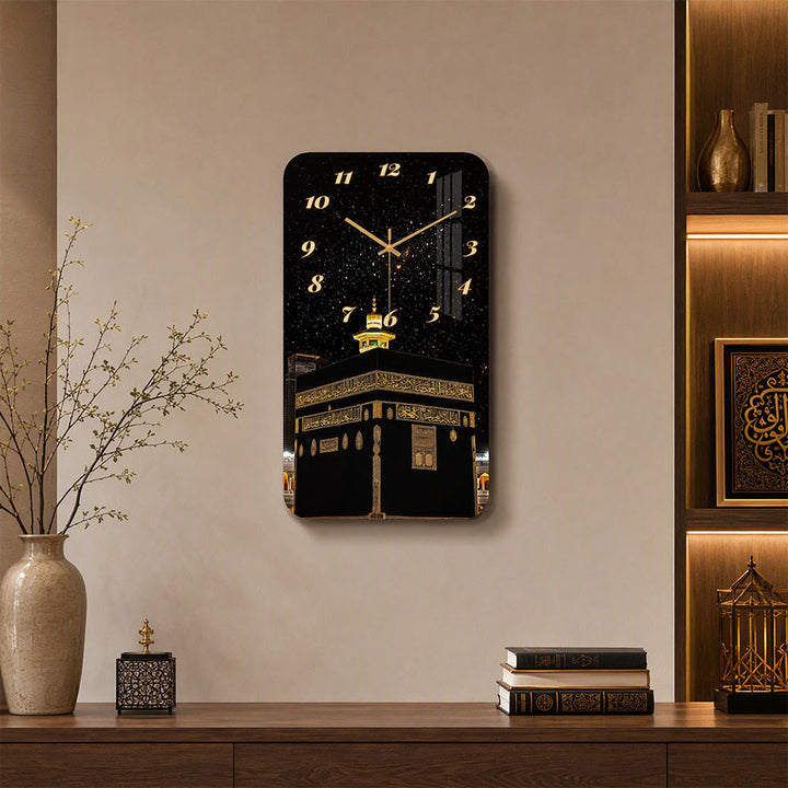 HilalHaven Sacred Night View Acrylic Wall Clock — Rectangle Silent Sweep Movement Islamic Home Time Decor - image 0