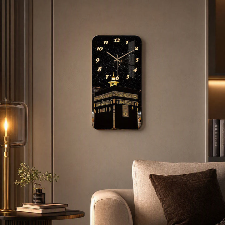 HilalHaven Sacred Night View Acrylic Wall Clock — Rectangle Silent Sweep Movement Islamic Home Time Decor - image 1