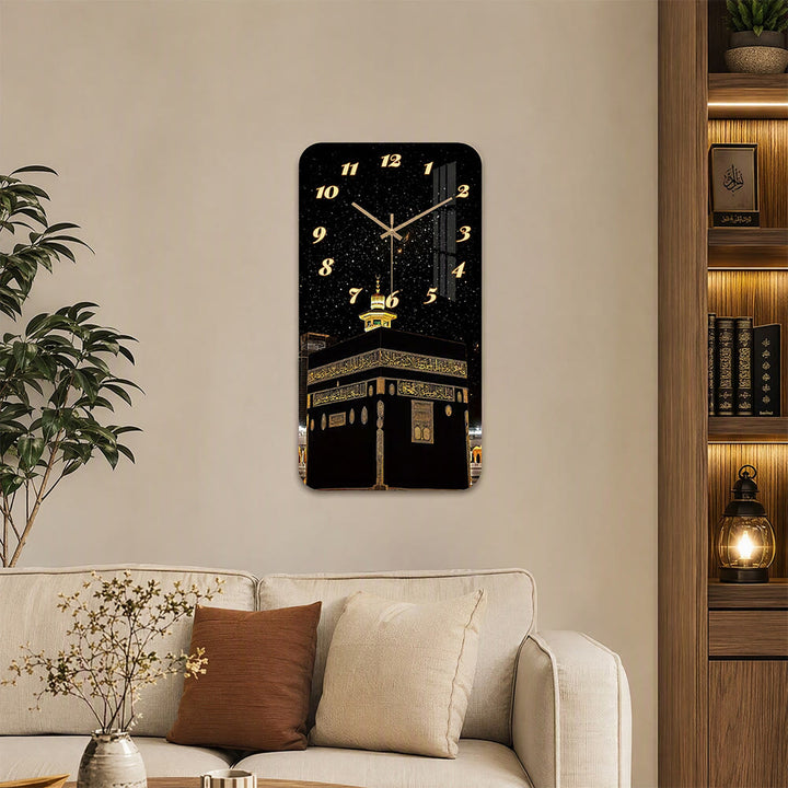 HilalHaven Sacred Night View Acrylic Wall Clock — Rectangle Silent Sweep Movement Islamic Home Time Decor - 11.41&