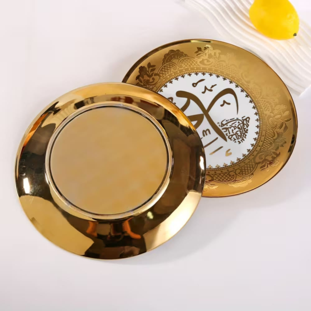 HilalHaven Gilded Devotion Classical Ceramic Decor Plate Set — Arabic Calligraphy Tabletop Ornament - image 3