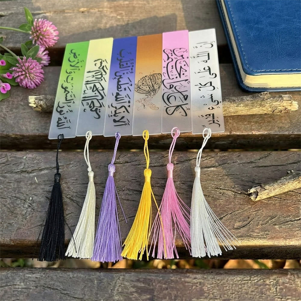 HilalHaven Gradient Verse Transparent Gradient Book Mark With Tassel - 7pcs Set - image 9