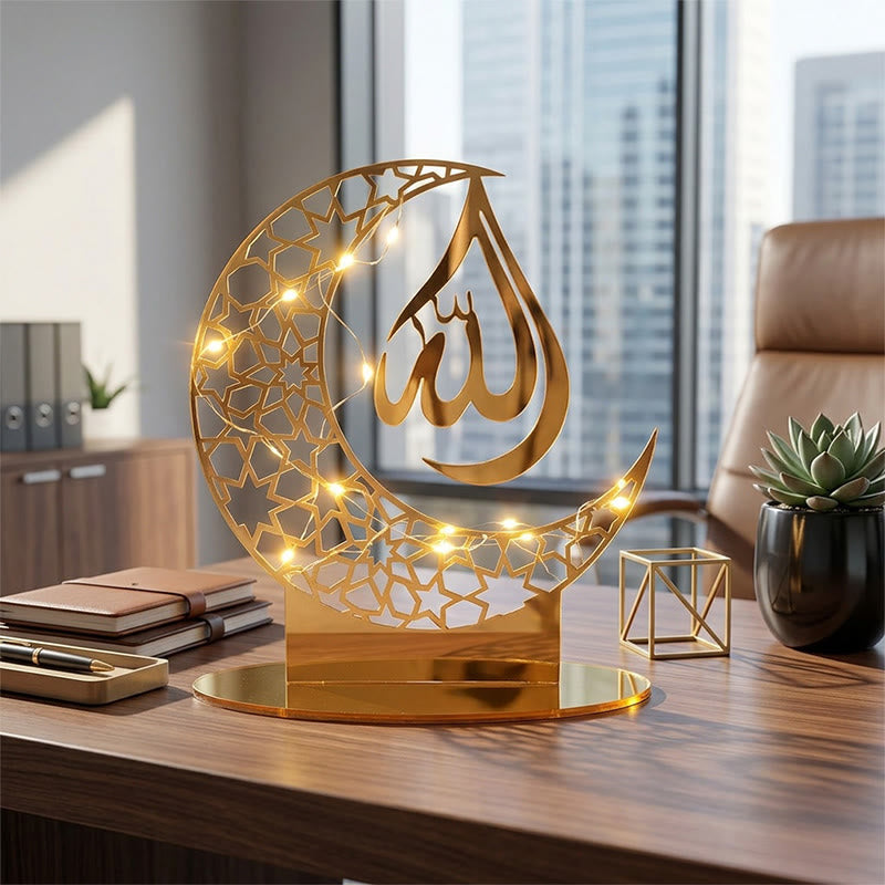 HilalHaven Lunar Radiance Acrylic Tabletop Decor With LED Light - image 0