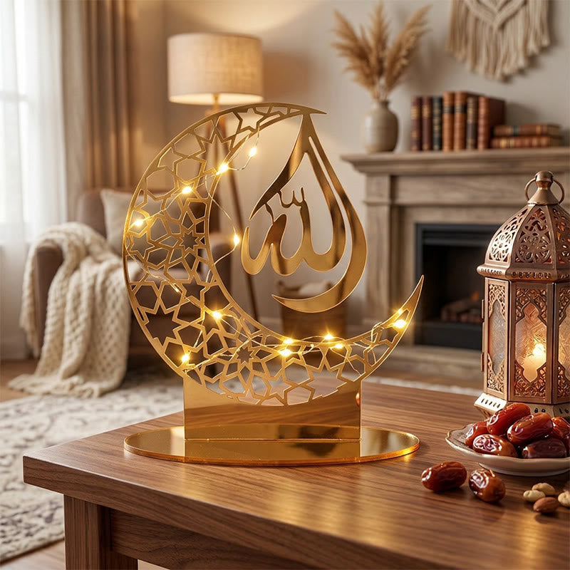 HilalHaven Lunar Radiance Acrylic Tabletop Decor With LED Light - image 1