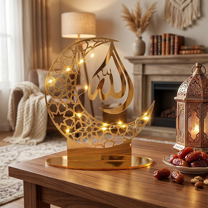 HilalHaven Lunar Radiance Acrylic Tabletop Decor With LED Light - image 1