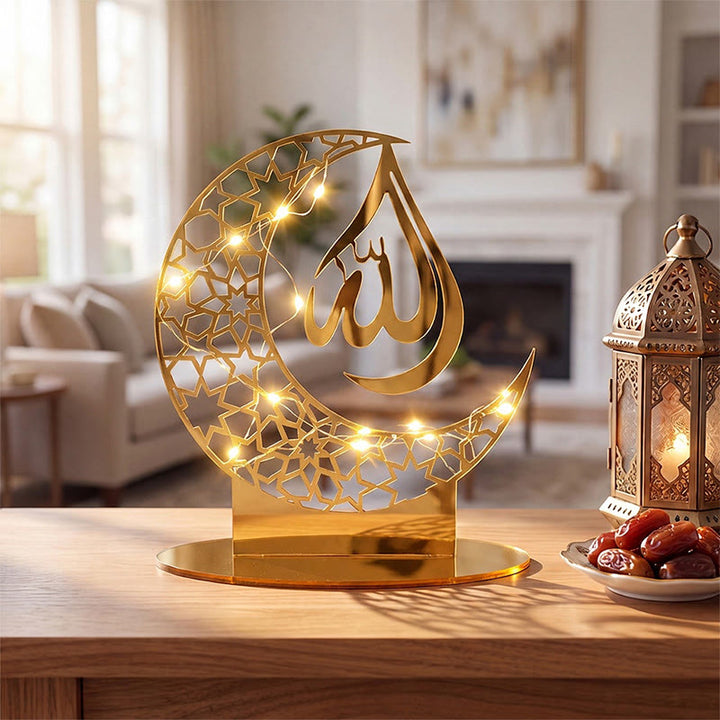 HilalHaven Lunar Radiance Acrylic Tabletop Decor With LED Light - With LED Light - image 2