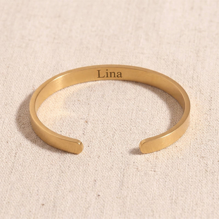 HilalHaven Script Mark Custom Arabic &amp; English Name Engraved Stainless Steel Cuff Bangl - Rose Golden - image 10