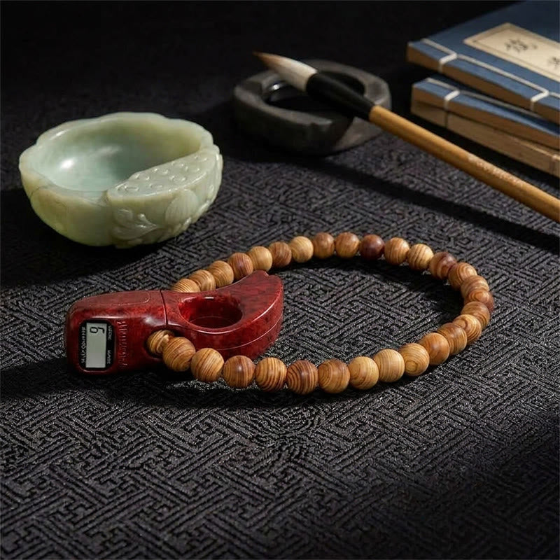 HilalHaven Wood Grain Click Digital Tasbih Counter - Red - image 5