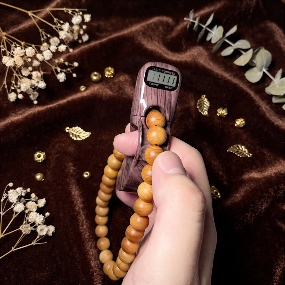 HilalHaven Wood Grain Click Digital Tasbih Counter - Purple - image 0
