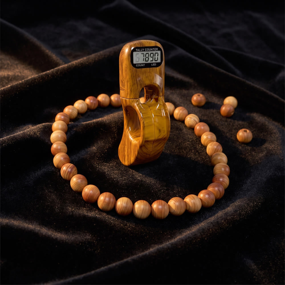 HilalHaven Wood Grain Click Digital Tasbih Counter - Brown - image 4