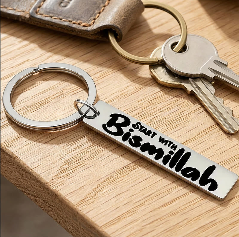 HilalHaven Start With Bismillah Stainless Steel Keychain - image 0
