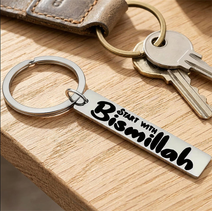 HilalHaven Start With Bismillah Stainless Steel Keychain - image 0