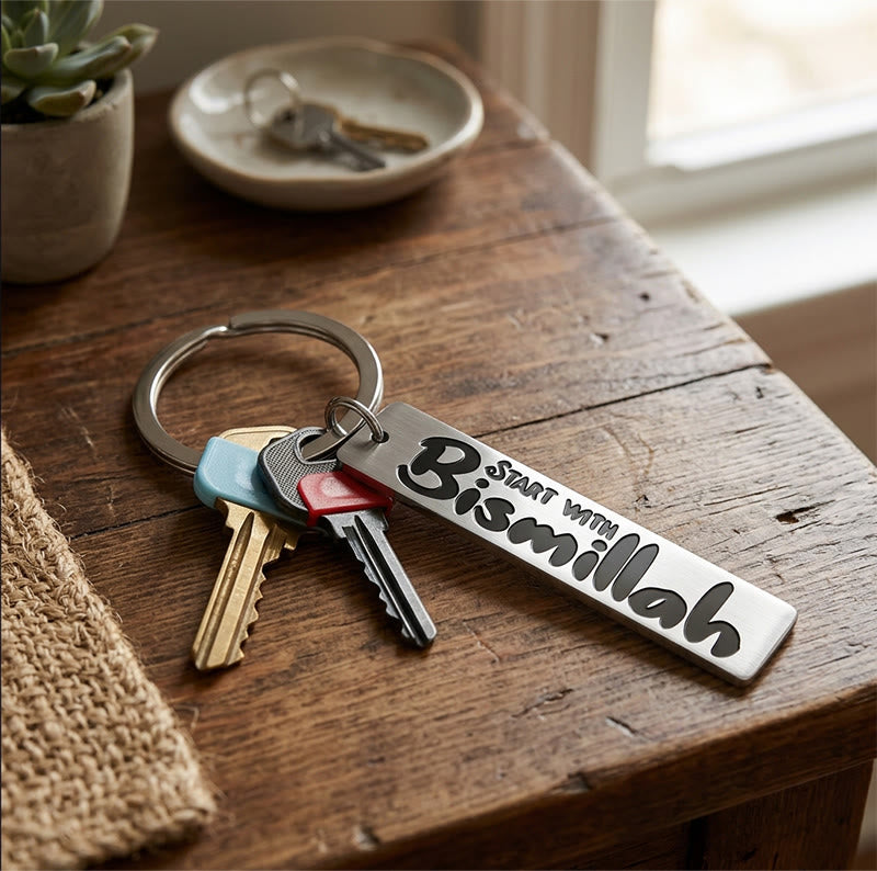 HilalHaven Start With Bismillah Stainless Steel Keychain - image 1