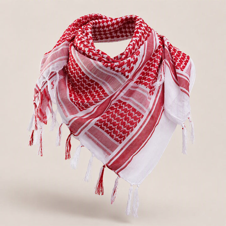 HilalHaven Heritage Weave Keffiyeh Scarf — Red White Traditional Arab Style Tassel Shawl Unisex - Red&amp;White - image 2