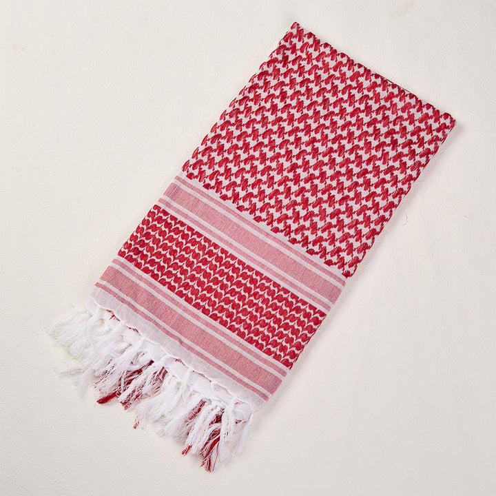 HilalHaven Heritage Weave Keffiyeh Scarf — Red White Traditional Arab Style Tassel Shawl Unisex - image 9