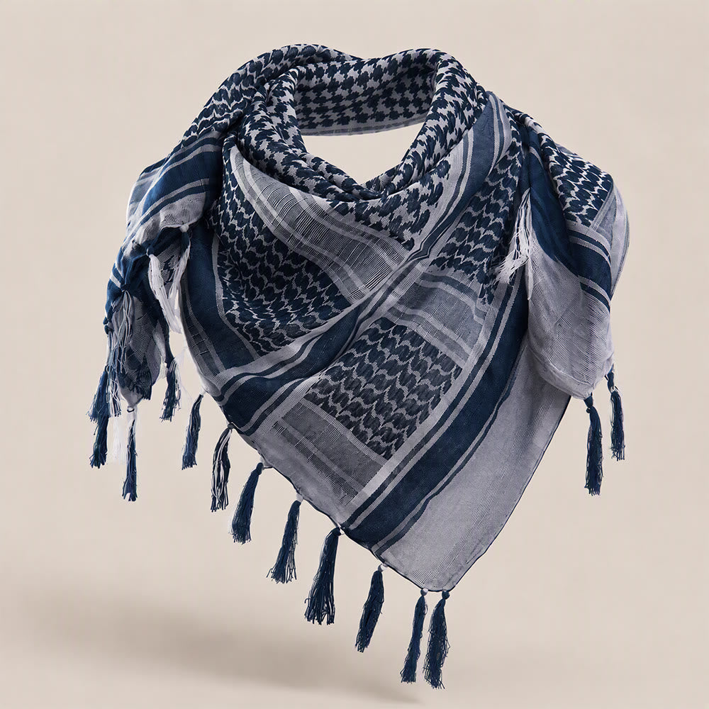 HilalHaven Sand Legacy Keffiyeh Shawl — Black &amp; White Arab Traditional Tassel Square Scarf Unisex - Black&amp;White - image 2