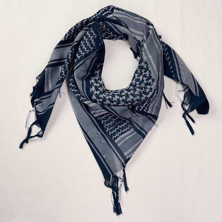 HilalHaven Sand Legacy Keffiyeh Shawl — Black &amp; White Arab Traditional Tassel Square Scarf Unisex - image 3