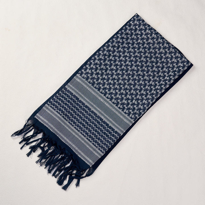 HilalHaven Sand Legacy Keffiyeh Shawl — Black &amp; White Arab Traditional Tassel Square Scarf Unisex - image 5