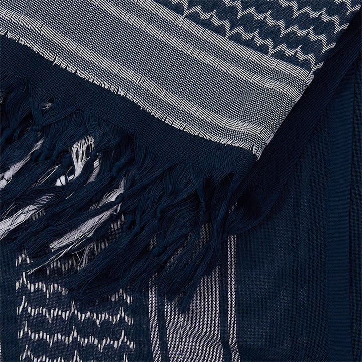 HilalHaven Twilight Tide Keffiyeh Scarf — Navy Blue White Arab Traditional Tassel Shawl Unisex - image 8