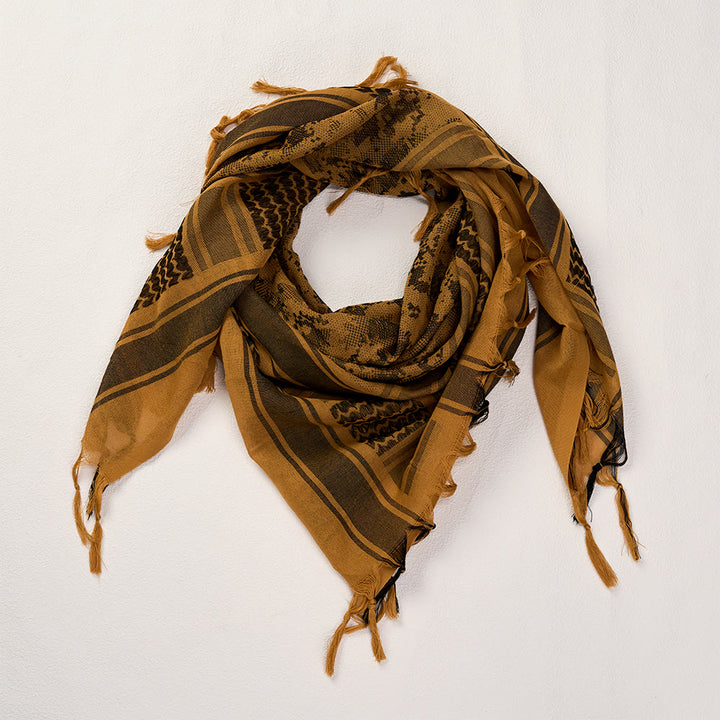 HilalHaven Sand Veil Keffiyeh Scarf — Ochre Brown Arab Traditional Tassel Shawl Unisex - image 8