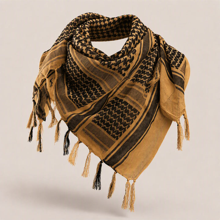 HilalHaven Sand Veil Keffiyeh Scarf — Ochre Brown Arab Traditional Tassel Shawl Unisex - Brown - image 5
