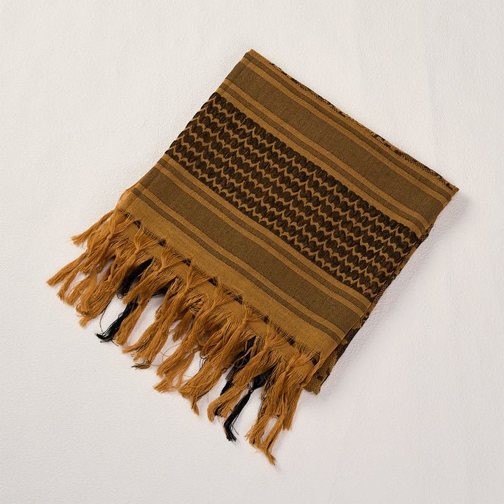 HilalHaven Sand Veil Keffiyeh Scarf — Ochre Brown Arab Traditional Tassel Shawl Unisex - image 11