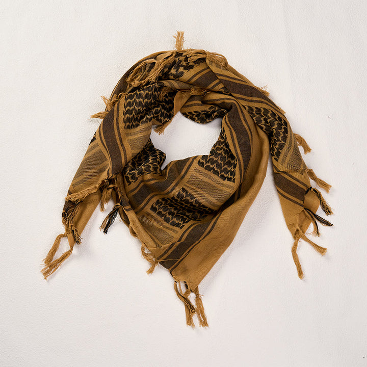 HilalHaven Sand Veil Keffiyeh Scarf — Ochre Brown Arab Traditional Tassel Shawl Unisex - image 9