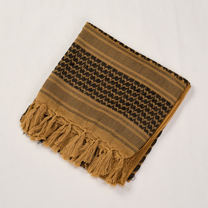 HilalHaven Sand Veil Keffiyeh Scarf — Ochre Brown Arab Traditional Tassel Shawl Unisex - image 13