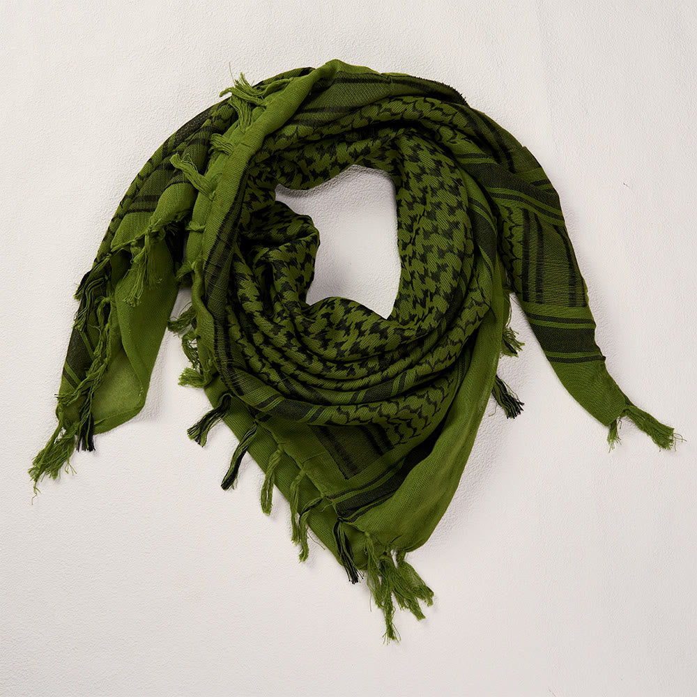 HilalHaven Olive Breeze Keffiyeh Scarf — Olive Green Black Traditional Arab Tassel Shawl Unisex - image 3