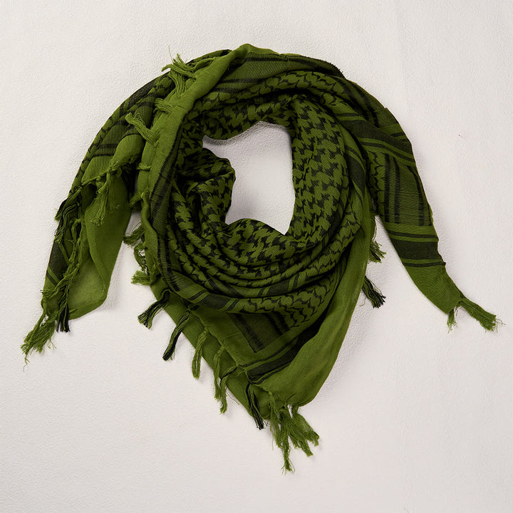 HilalHaven Olive Breeze Keffiyeh Scarf — Olive Green Black Traditional Arab Tassel Shawl Unisex - image 3