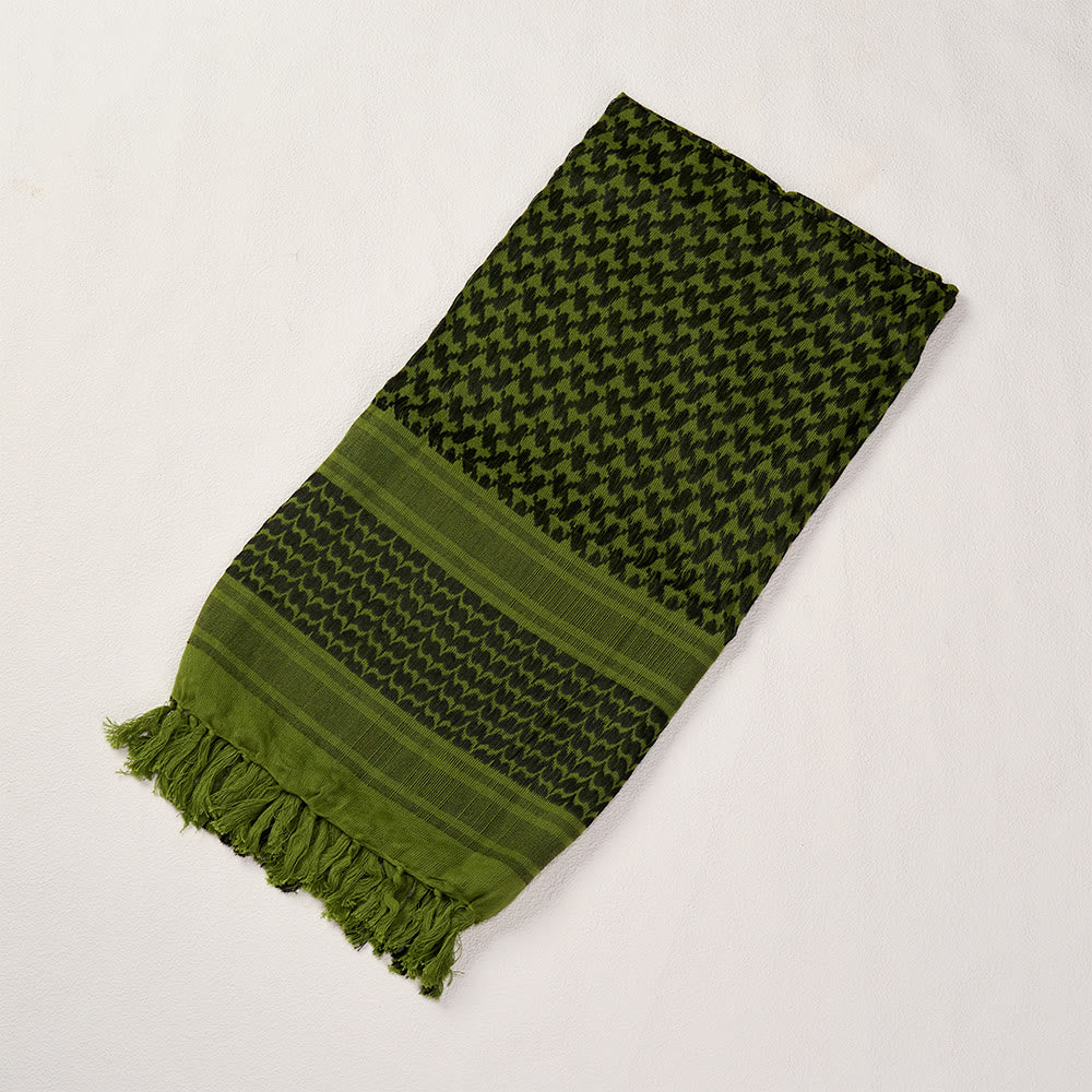 HilalHaven Olive Breeze Keffiyeh Scarf — Olive Green Black Traditional Arab Tassel Shawl Unisex - image 4
