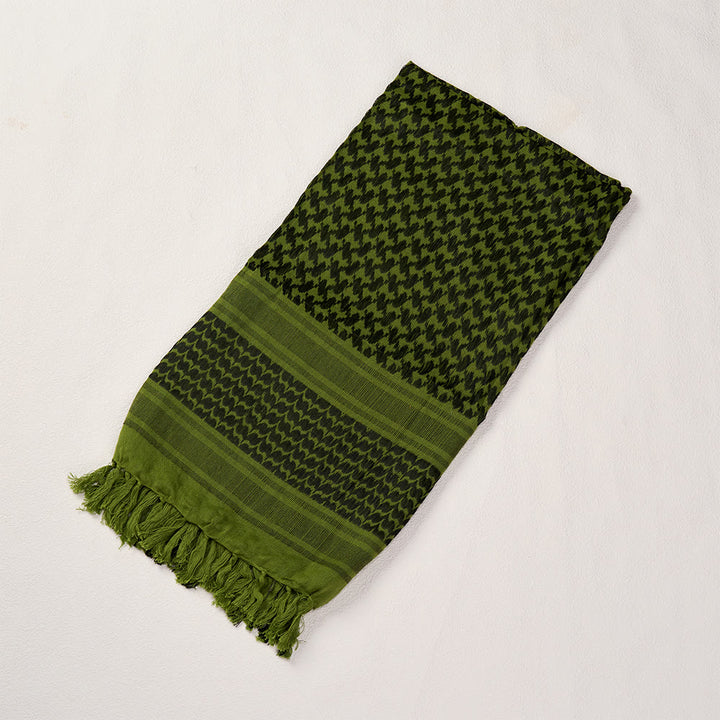 HilalHaven Olive Breeze Keffiyeh Scarf — Olive Green Black Traditional Arab Tassel Shawl Unisex - image 4